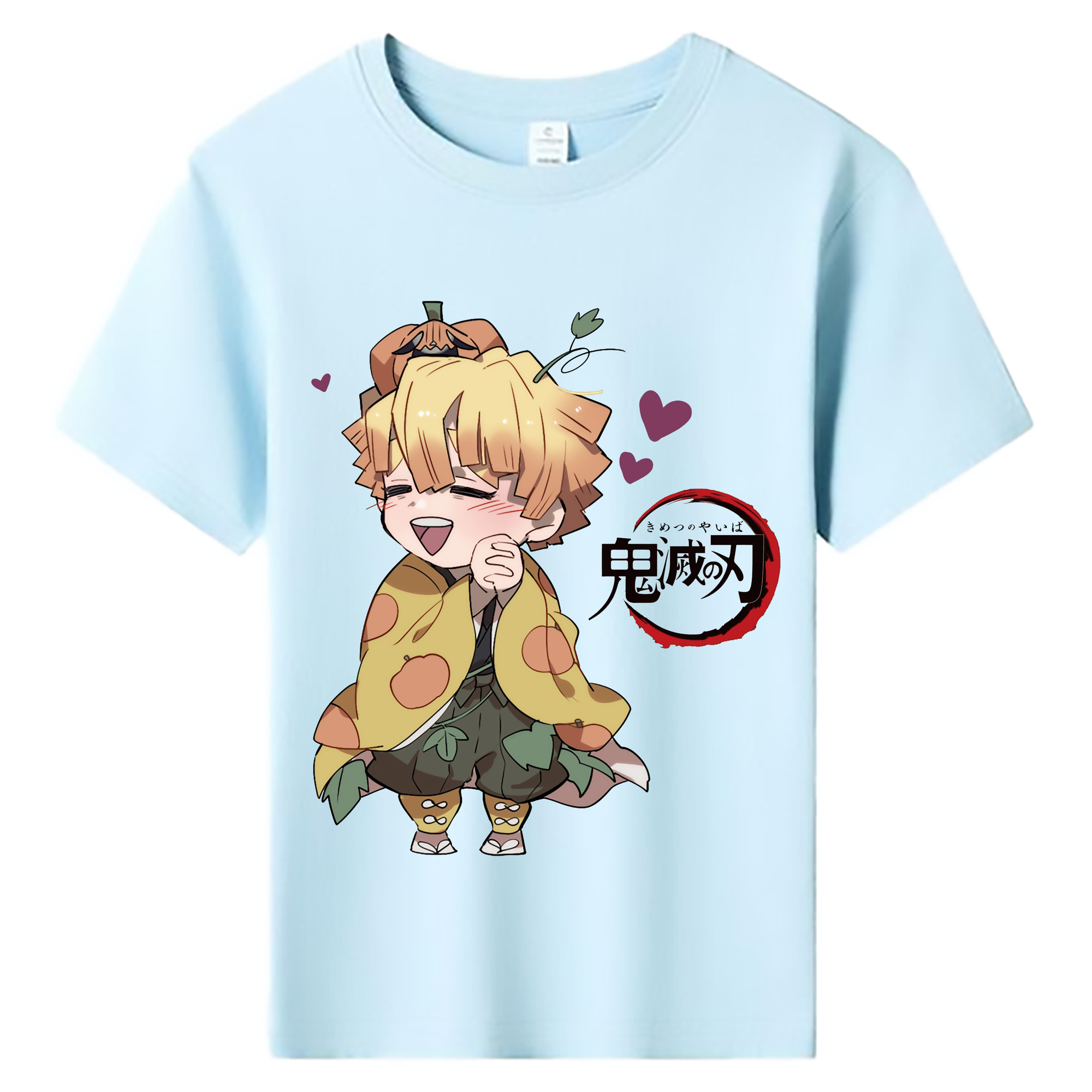 （画像用） 鬼滅の刃（きめつのやいば）我妻 善逸／あがつま ぜんいつ Agatsuma Zenitsu 綿100％キッズTシャツ（フロントプリント）